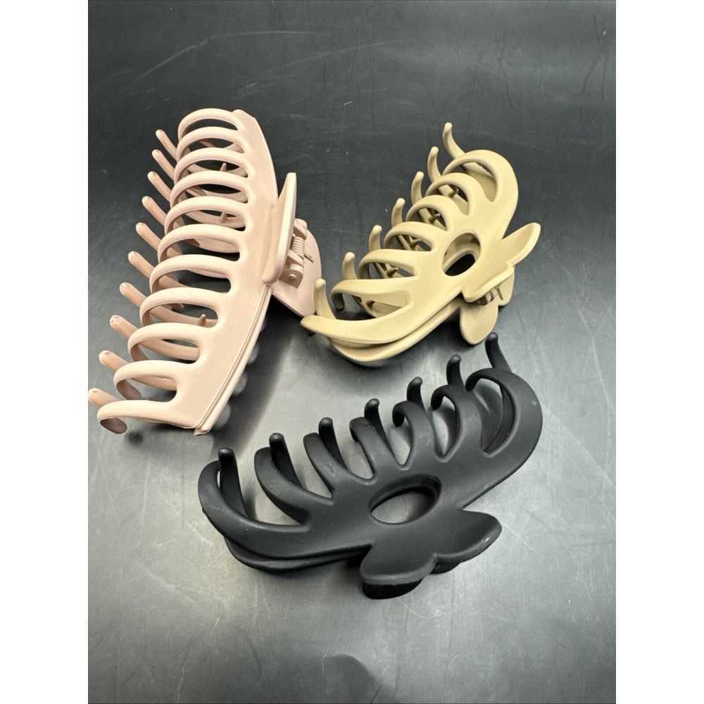 DEEKA Double Row Teeth Hair Clips Claw Clips  Lot Of 3, 2-4", 1-5"